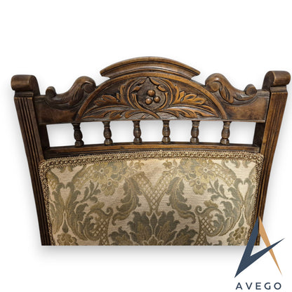 Antique Victorian Upholstered Bedroom/ Lounge / Nursing Low Chair Carved Walnut