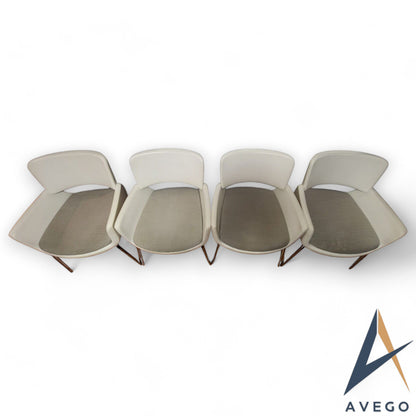 Vintage Korus White Leather Industrial Style Dining Chairs Set of 4