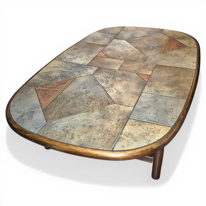 Brutalist Slate & Copper Coffee Table in the Style of Paul Kingma, 1970s