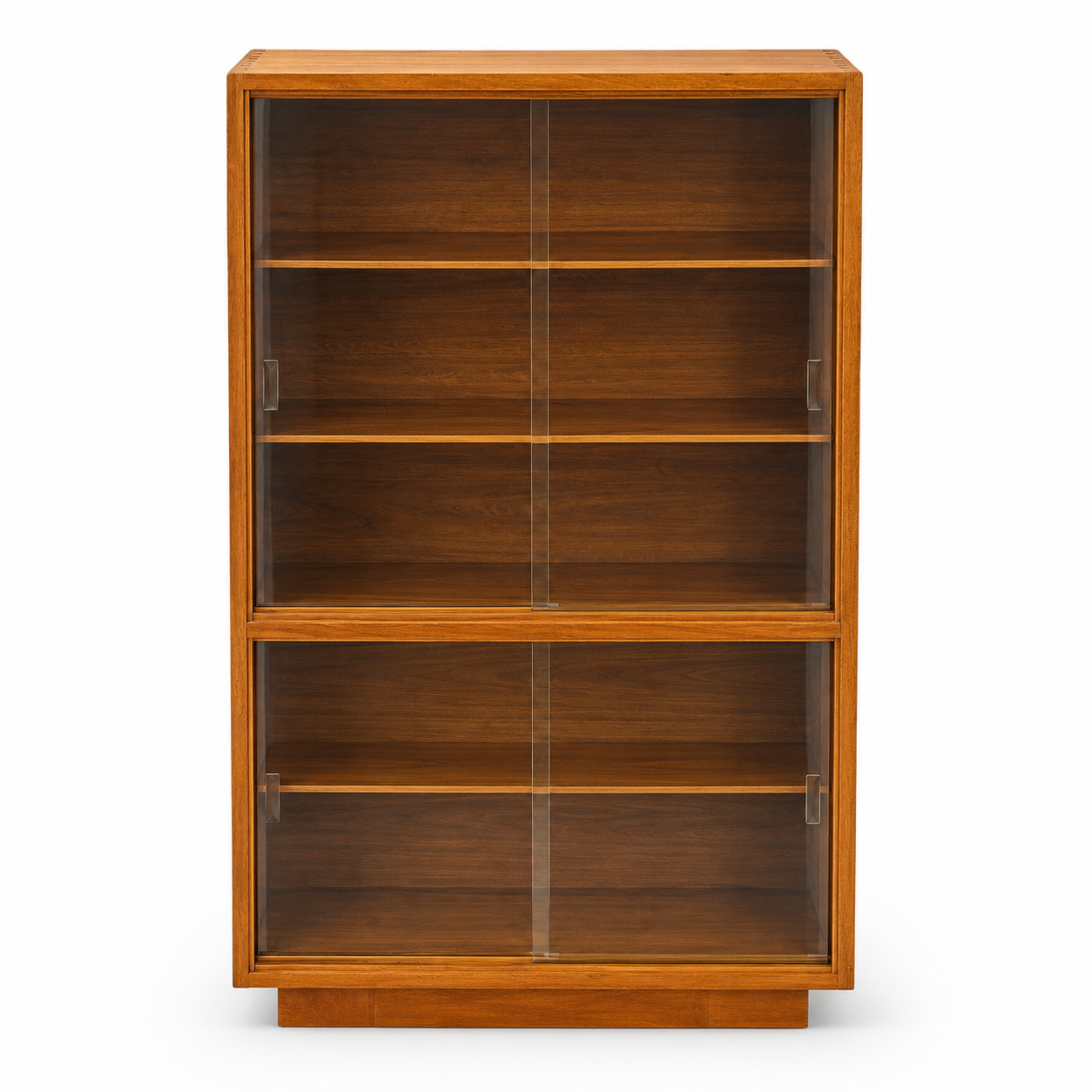 Vintage Mid-Century Teak Bookcase with Sliding Glass Doors