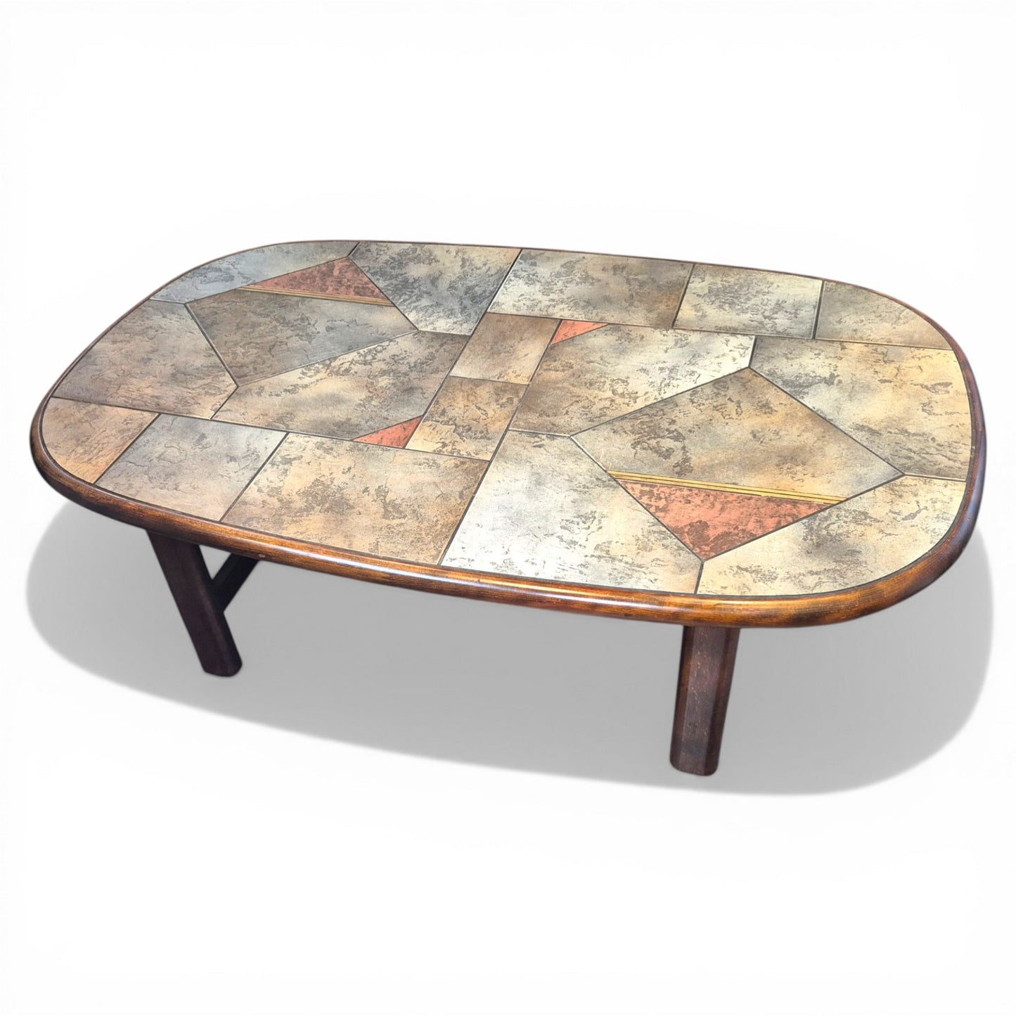 Brutalist Slate & Copper Coffee Table in the Style of Paul Kingma, 1970s