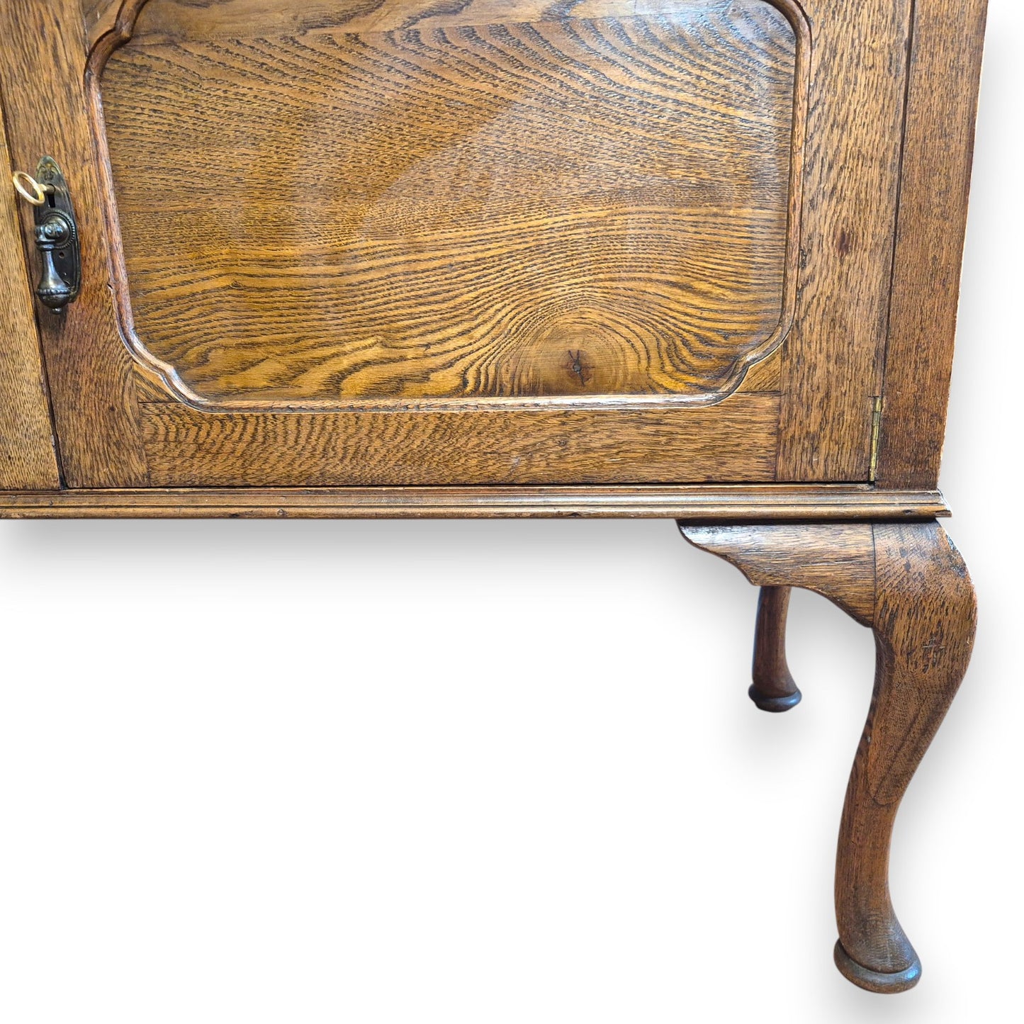 Antique Oak Sideboard Cabinet Oval Mirror Arts & Crafts Style Dresser