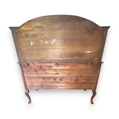 Antique Oak Sideboard Cabinet Oval Mirror Arts & Crafts Style Dresser