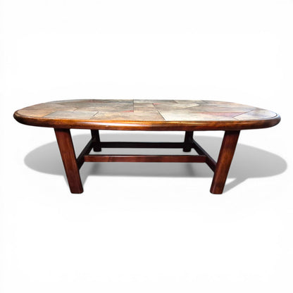 Brutalist Slate & Copper Coffee Table in the Style of Paul Kingma, 1970s