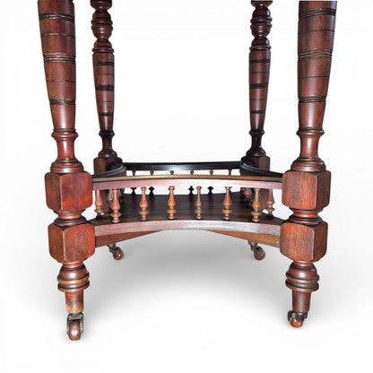 Antique Victorian Walnut Occasional Table | Octagonal Lamp Table with Turned Legs | c1880
