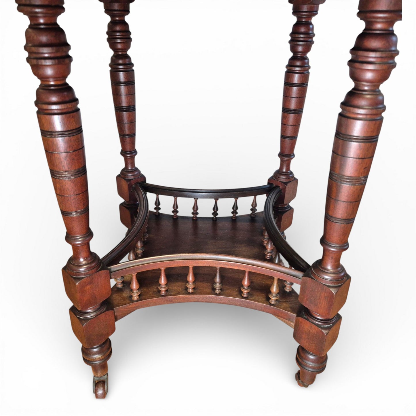 Antique Victorian Walnut Occasional Table | Octagonal Lamp Table with Turned Legs | c1880