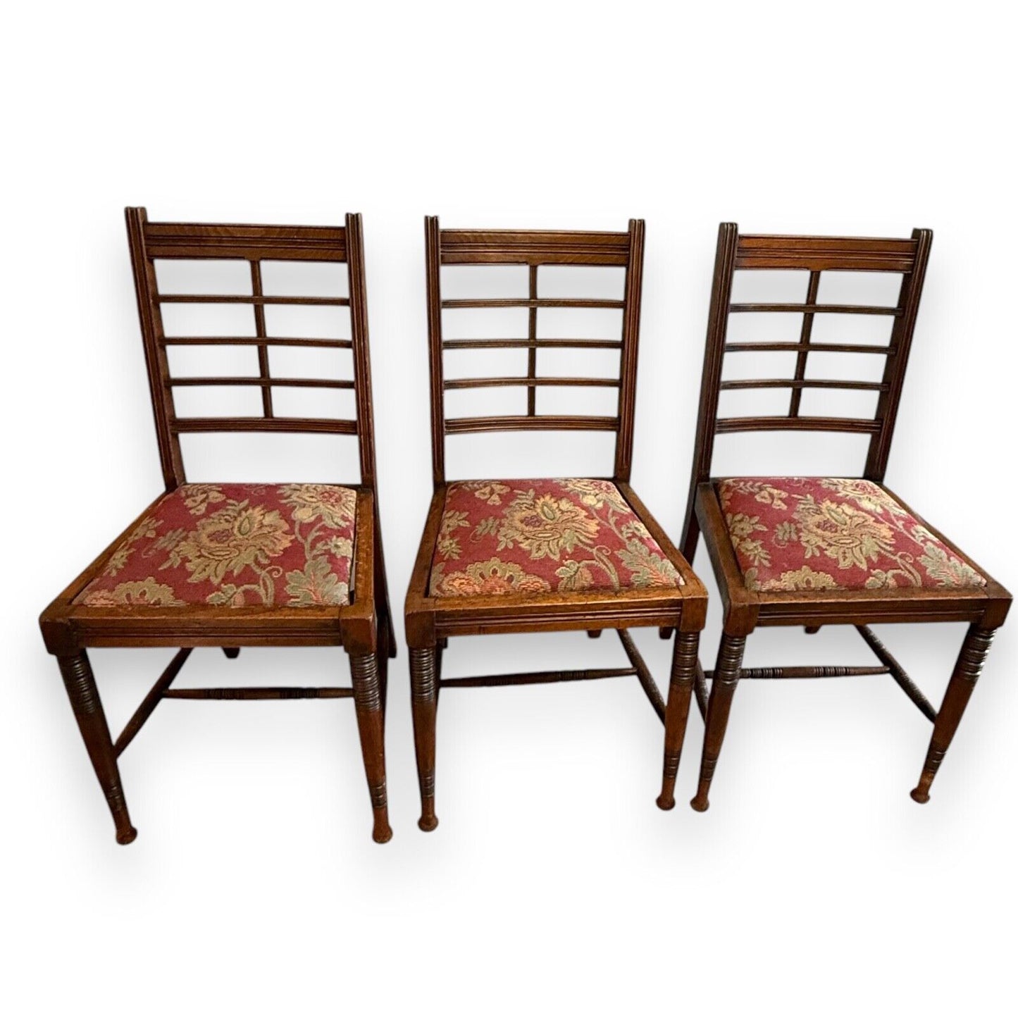 Set of 3 Victorian Mahogany Ladderback Dining Chairs