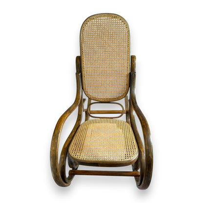 Early 20th Century Bentwood Cane Rocking Chair | Thonet-Style Rocker