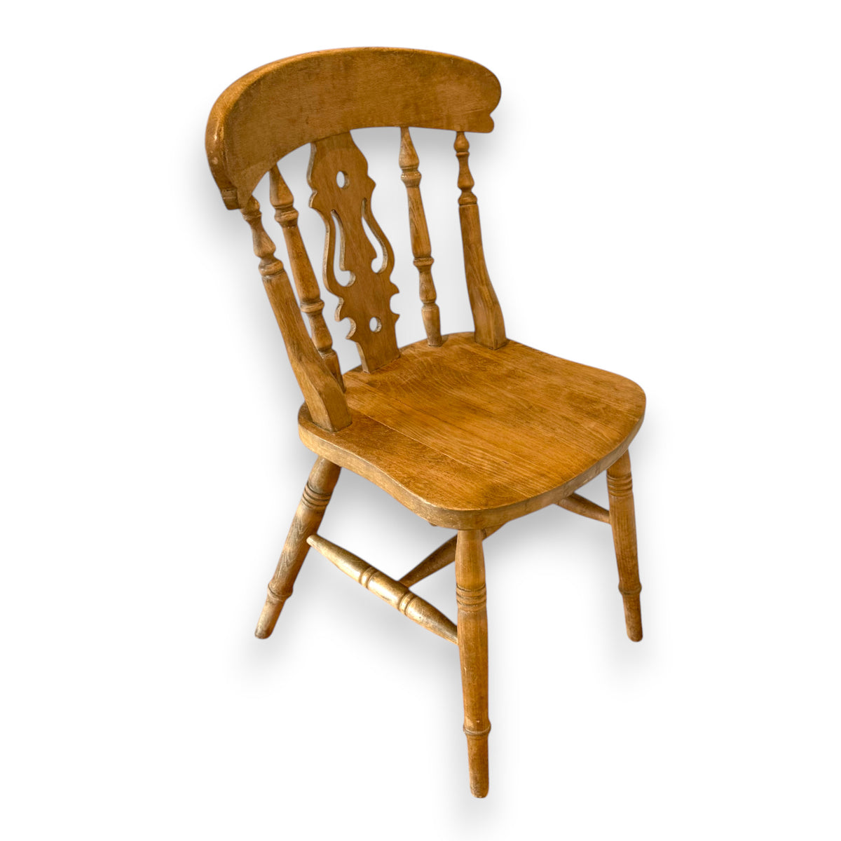 Vintage Fiddle Back Windsor Style Wooden Chair