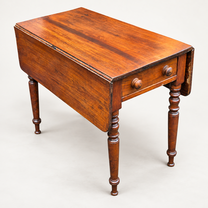 Antique Mahogany Drop Leaf Pembroke Table with Drawer – 19th Century