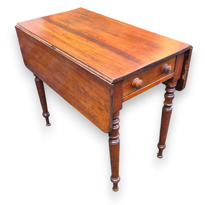 Antique Mahogany Drop Leaf Pembroke Table with Drawer – 19th Century