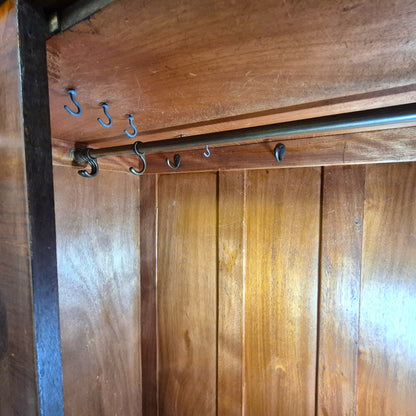 Art Deco Burr Walnut Triple Wardrobe with Original Bevelled Mirror – 1930s