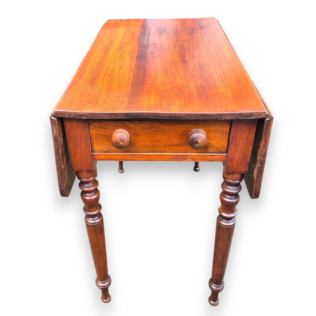 Antique Mahogany Drop Leaf Pembroke Table with Drawer – 19th Century