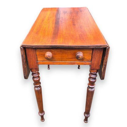 Antique Mahogany Drop Leaf Pembroke Table with Drawer – 19th Century