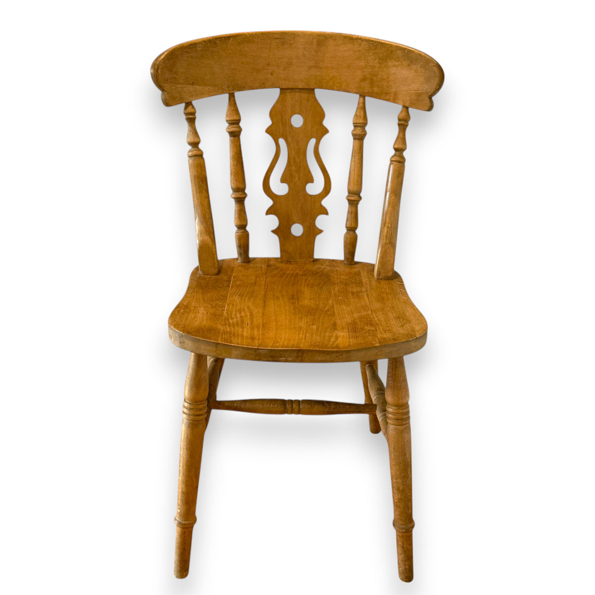 Vintage Fiddle Back Windsor Style Wooden Chair