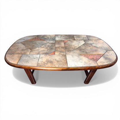Brutalist Slate & Copper Coffee Table in the Style of Paul Kingma, 1970s
