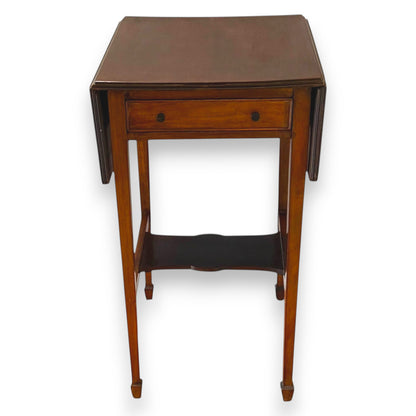 Antique Edwardian Mahogany Drop Leaf Side Table Occasional Table With Drawer