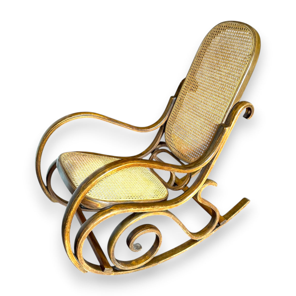 Early 20th Century Bentwood Cane Rocking Chair | Thonet-Style Rocker