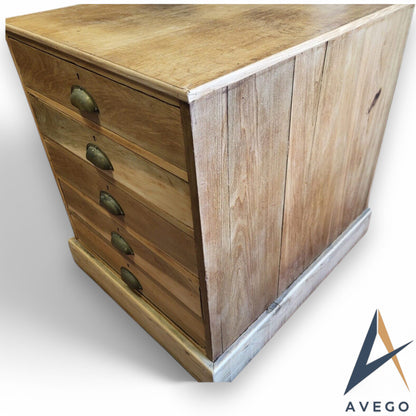 Victorian Oak 5 Drawer Collectors / Draughtsman Chest of Drawers