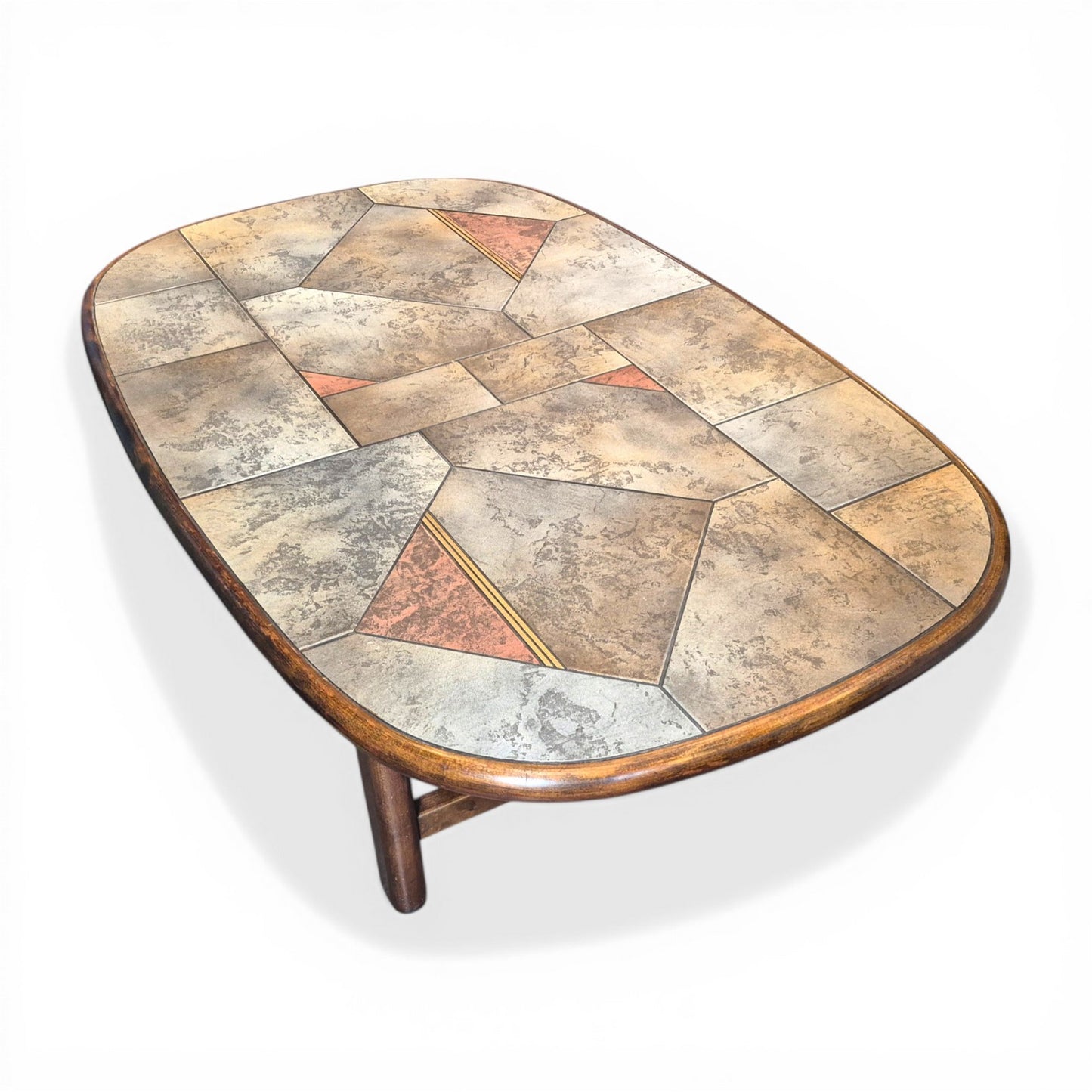 Brutalist Slate & Copper Coffee Table in the Style of Paul Kingma, 1970s