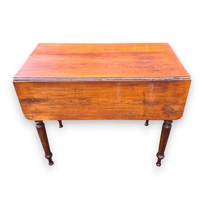 Antique Mahogany Drop Leaf Pembroke Table with Drawer – 19th Century