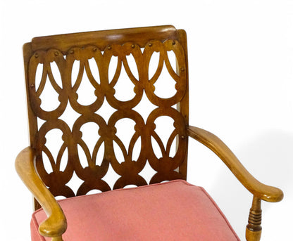 Birchcraft Fretwork Bouclé Elbow Chair – Vintage Mid-Century Armchair Fireside