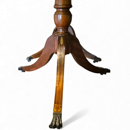 Antique Mahogany Extending Dining Table – Regency Pedestal, Twin Bases & Extension Leaf