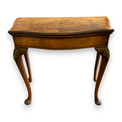 Late Victorian Burr Walnut Georgian Revival Fold Over Card Table