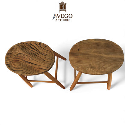 Pair of Vintage Mid-Century Beech and Elm Kitchen Stools