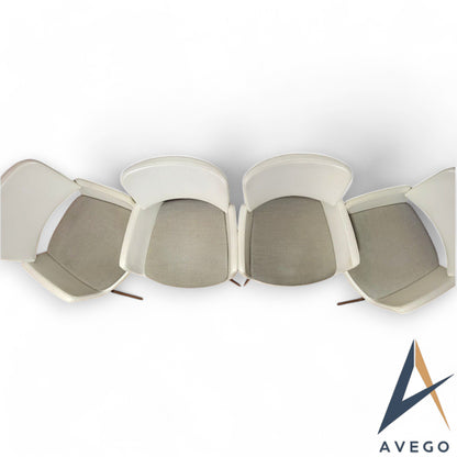 Vintage Korus White Leather Industrial Style Dining Chairs Set of 4