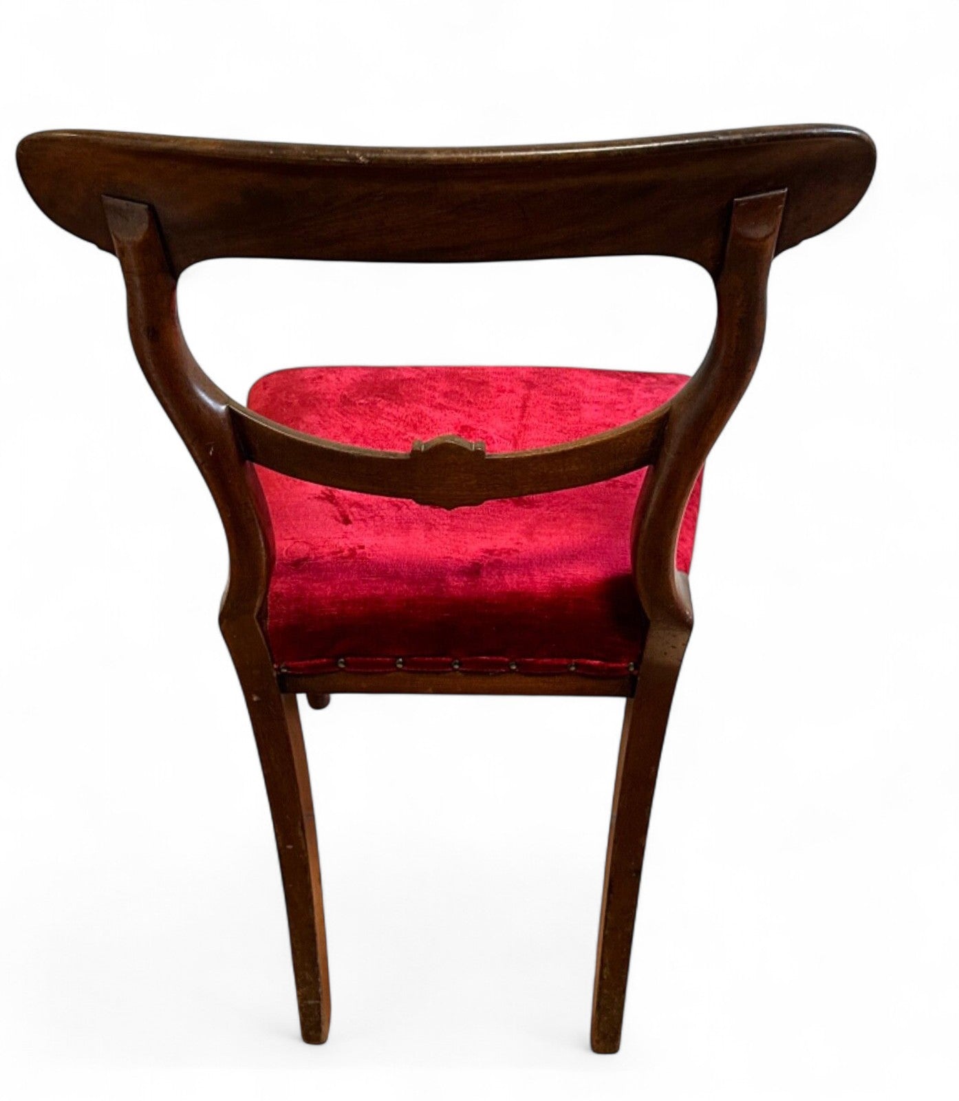 Antique Victorian Mahogany Balloon Back Dining Chair Red Upholstery