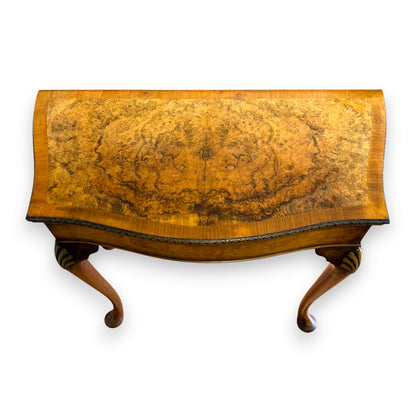 Late Victorian Burr Walnut Georgian Revival Fold Over Card Table