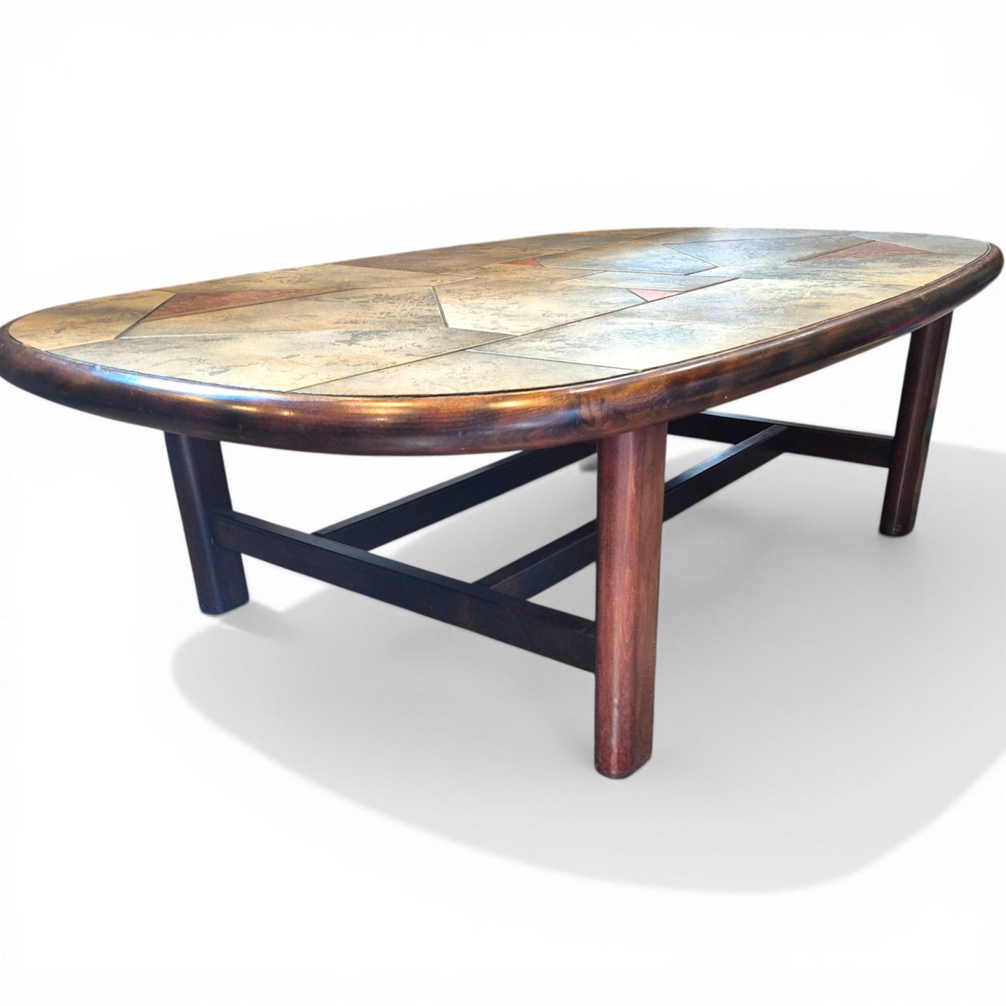 Brutalist Slate & Copper Coffee Table in the Style of Paul Kingma, 1970s
