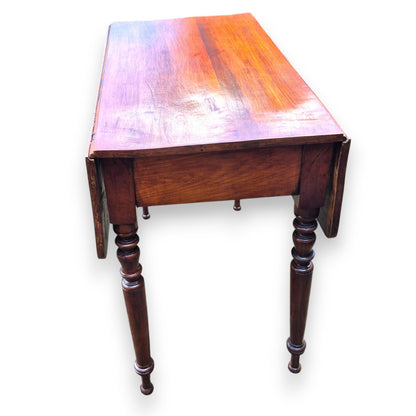 Antique Mahogany Drop Leaf Pembroke Table with Drawer – 19th Century
