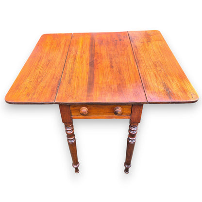 Antique Mahogany Drop Leaf Pembroke Table with Drawer – 19th Century