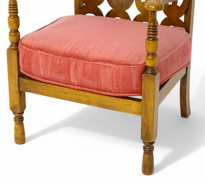 Birchcraft Fretwork Bouclé Elbow Chair – Vintage Mid-Century Armchair Fireside