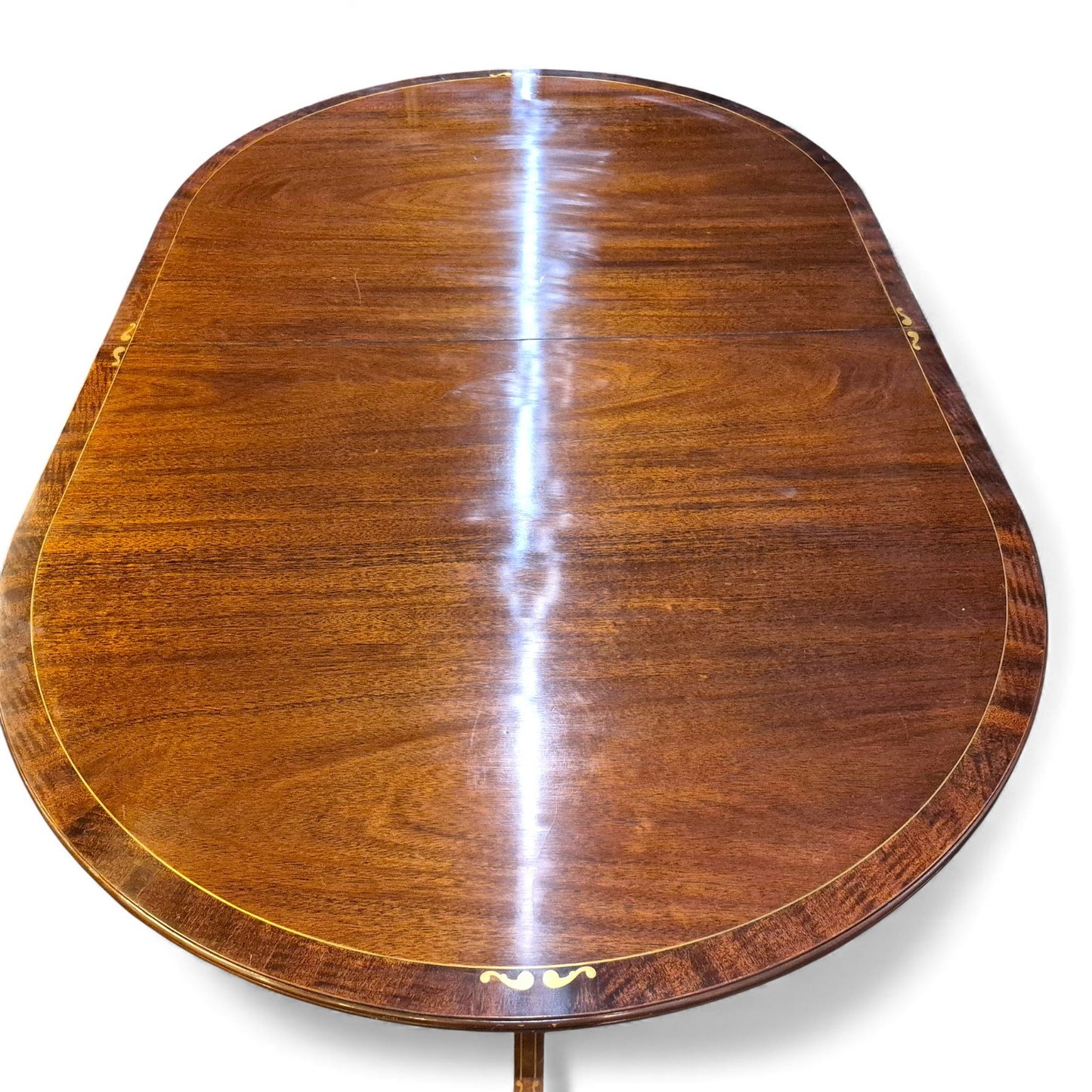 Antique Mahogany Extending Dining Table – Regency Pedestal, Twin Bases & Extension Leaf