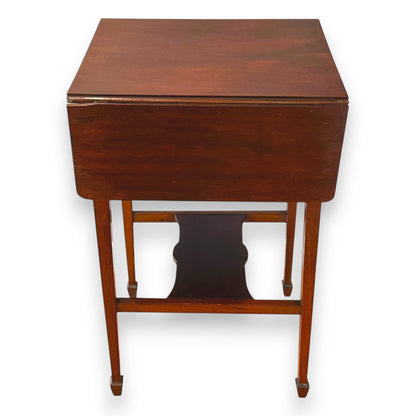 Antique Edwardian Mahogany Drop Leaf Side Table Occasional Table With Drawer