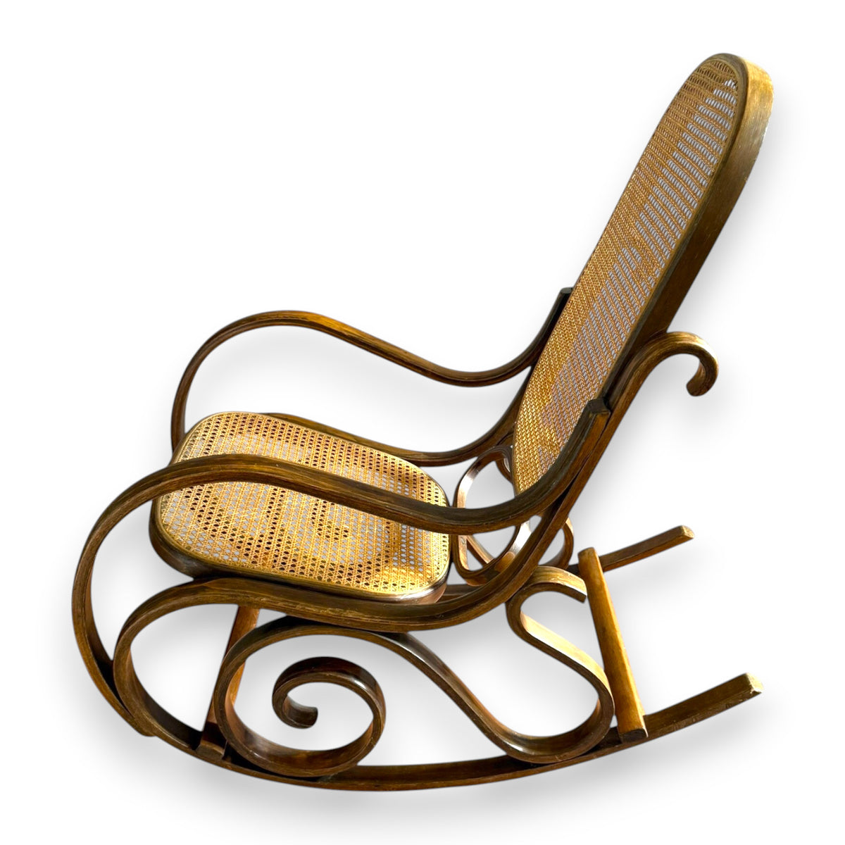 Early 20th Century Bentwood Cane Rocking Chair | Thonet-Style Rocker