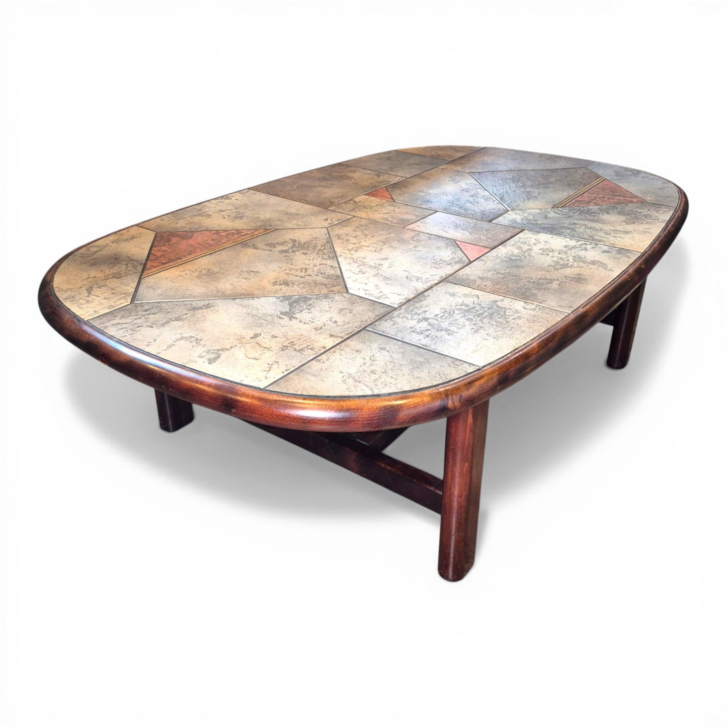 Brutalist Slate & Copper Coffee Table in the Style of Paul Kingma, 1970s