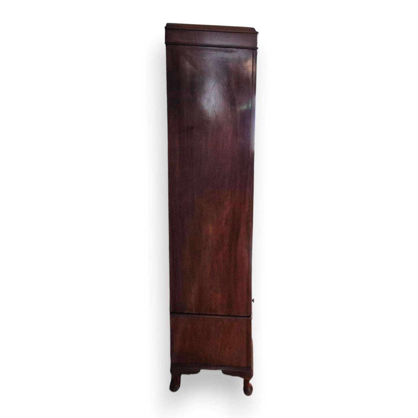 Art Deco Burr Walnut Triple Wardrobe with Original Bevelled Mirror – 1930s