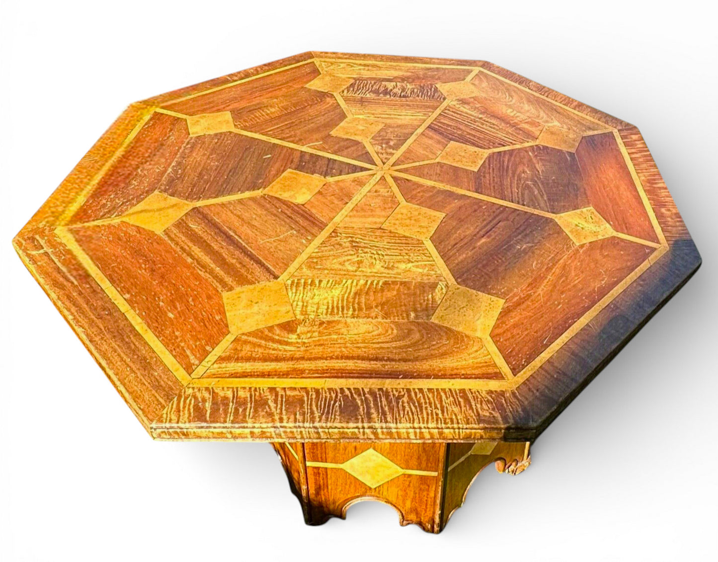 Mid-Century Danish Octagonal Walnut Dining Table with Marble Inlay