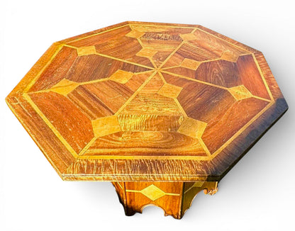 Mid-Century Danish Octagonal Walnut Dining Table with Marble Inlay