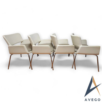 Vintage Korus White Leather Industrial Style Dining Chairs Set of 4