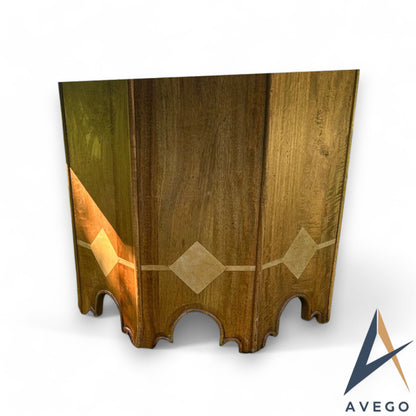 Mid Century Octagonal Walnut Dining Table with Marble Inlay