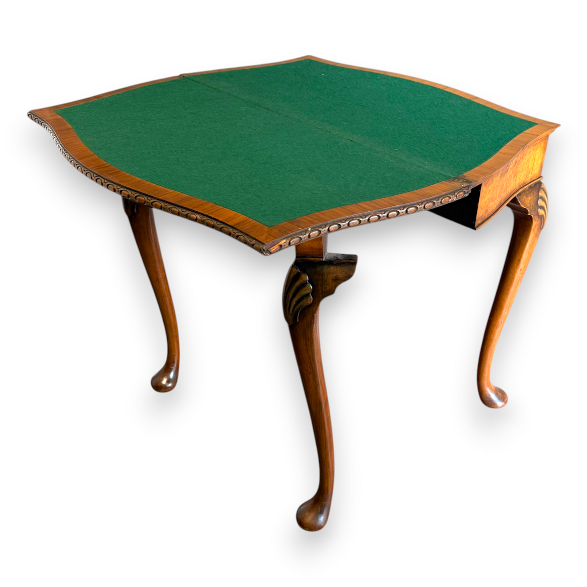 Late Victorian Burr Walnut Georgian Revival Fold Over Card Table