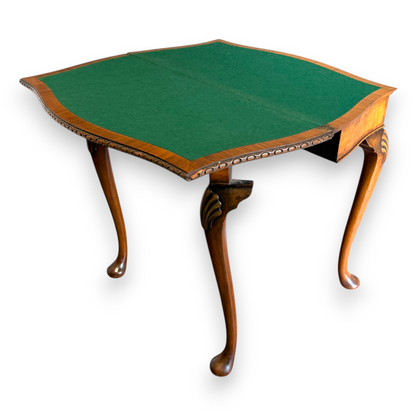 Late Victorian Burr Walnut Georgian Revival Fold Over Card Table