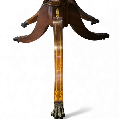 Antique Mahogany Extending Dining Table – Regency Pedestal, Twin Bases & Extension Leaf