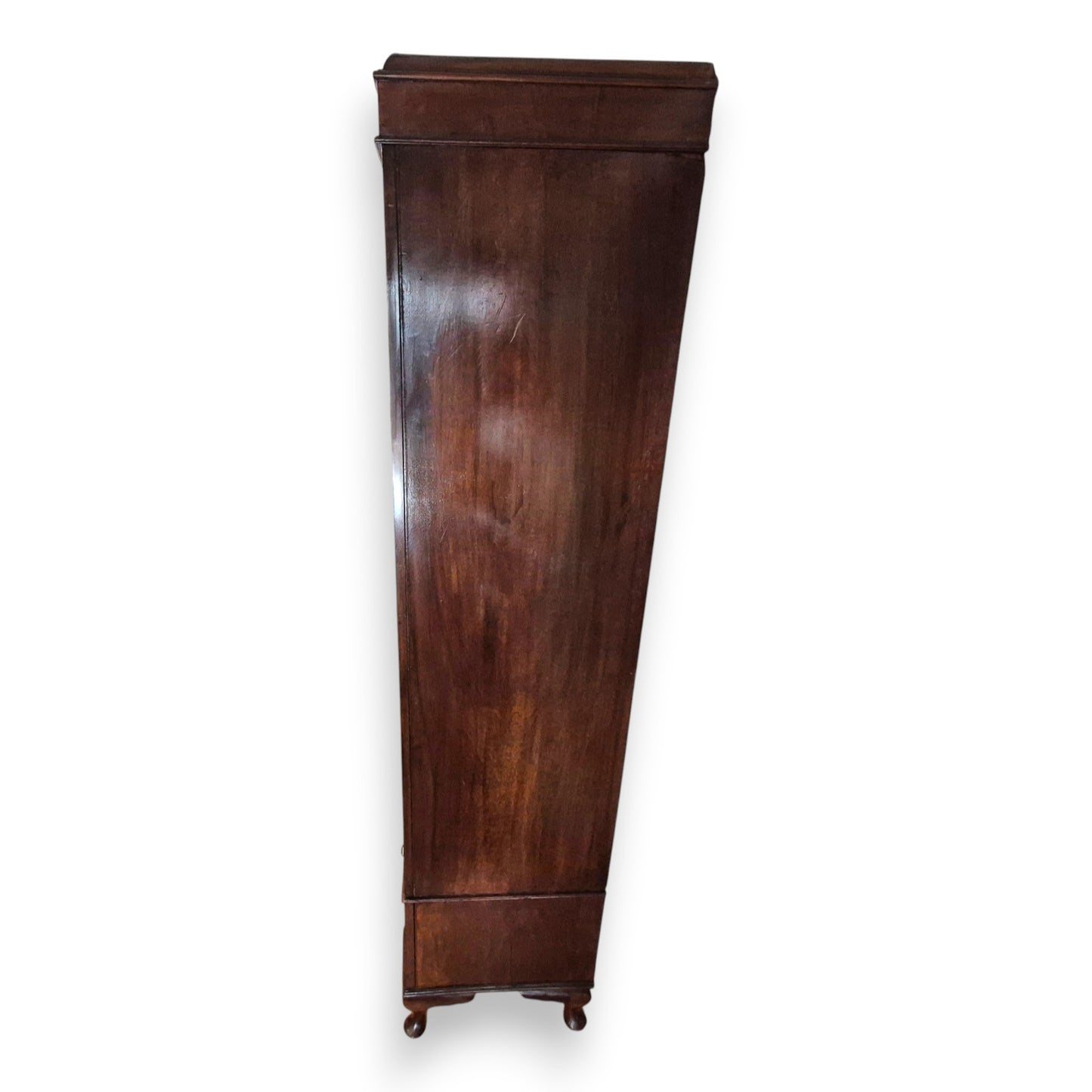 Art Deco Burr Walnut Triple Wardrobe with Original Bevelled Mirror – 1930s
