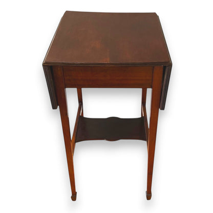 Antique Edwardian Mahogany Drop Leaf Side Table Occasional Table With Drawer
